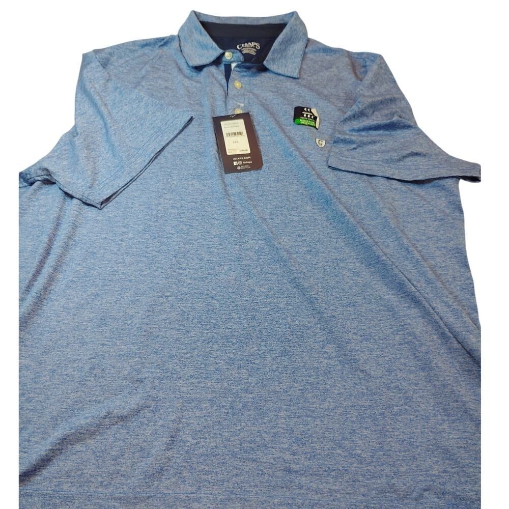 Chaps Golf Men's 2XL Blue Tweed Stretch Golf Polo Shirt